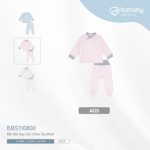 (0M-6M) BU - Bộ dài tay cài chéo Quilted BBS110800 - Hồng