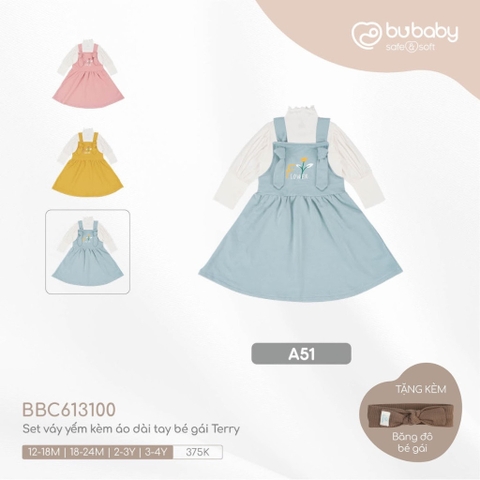 (12M-3Y) BU - Set váy yếm kèm áo dài tay bé gái Terry BBC613100 - A51