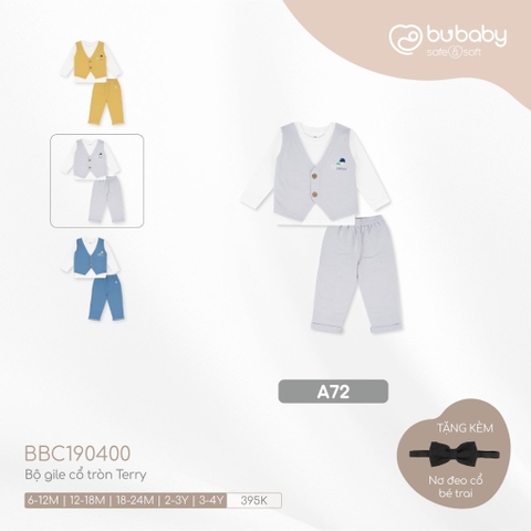 (6M-3Y) BU - Bộ gile cổ tròn Terry BBC190400 - A72