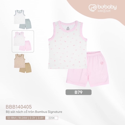 (12M-3Y) BU S20 - Bộ sát nách cổ tròn Bambus Signature - BBB140405