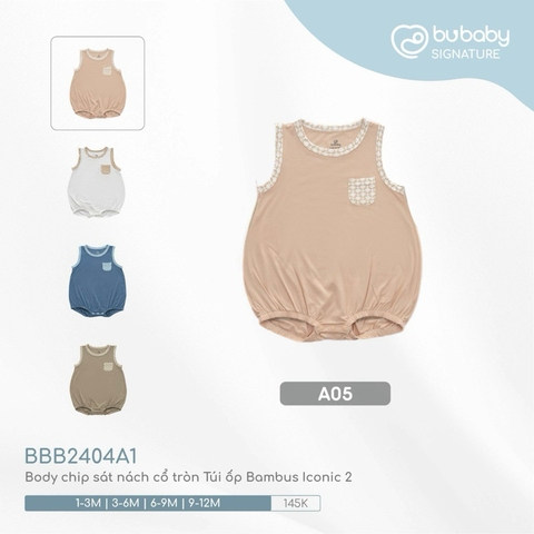 (1M-3M) BU - Body chip sát nách cổ tròn Túi ốp Bambus Iconic 2 BBB2404A1 - Hồng