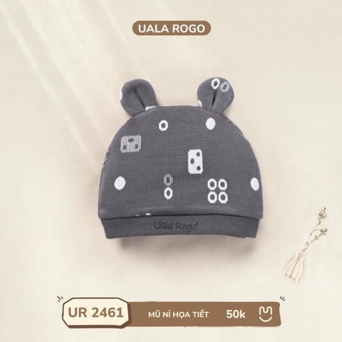 (Newborn) UR S30 - Mũ sơ sinh họa tiết 2461 - Ghi