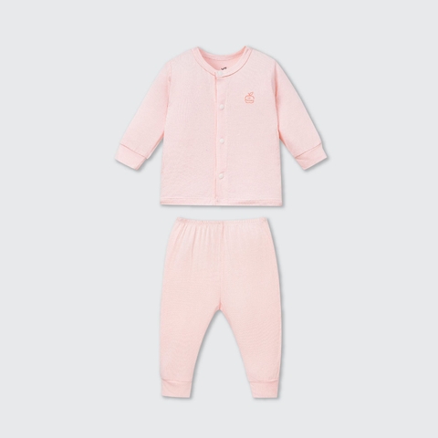 (Newborn) LP S30 - Bộ dài tay La Pomme cúc thẳng mềm mịn - Hồng