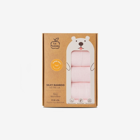 (FS) LP - K001 Set 5 Khăn sữa sợi tre lụa (30x30) - Hồng Pastel