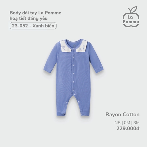 (NB-3M) LP - Body dài tay La Pomme hoạ tiết đáng yêu - Xanh biển