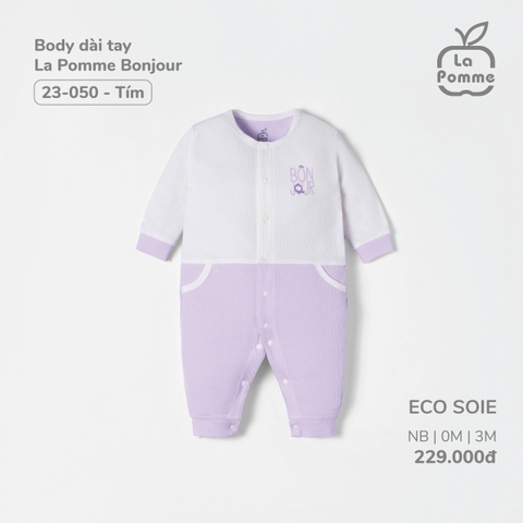 (NB-3M) LP - Body dài tay La Pomme Bonjour - Tím