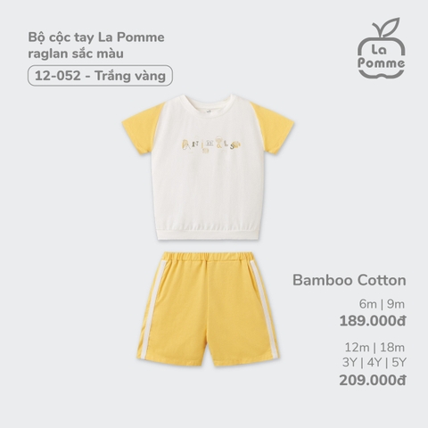 (6M-4Y) LP - Bộ cộc tay La Pomme raglan sắc màu - Trắng raglan