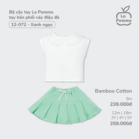 (9M-4Y) LP - Bộ cộc tay La Pomme tay hến phối váy điệu đà - Xanh ngọc