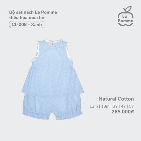 (12M-4Y) LP - Bộ sát nách La Pomme thêu hoa mùa hè - Xanh