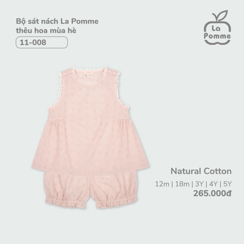 (12M-4Y) LP - Bộ sát nách La Pomme thêu hoa mùa hè - Hồng