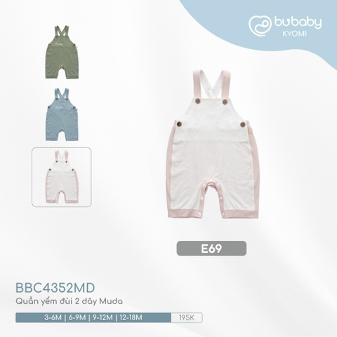 (3M-12M) BU - Quần yếm đùi 2 dây Muda BBC4352MD - Hồng-Trắng