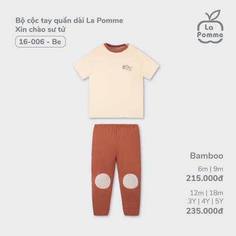 (6M-4Y) LP - Bộ cộc tay quần dài La Pomme Xin chào sư tử - Be