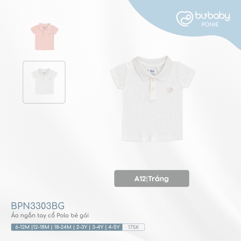 (6M-4Y) BU - Áo ngắn tay cổ Polo bé gái BPN3303BG - Trắng