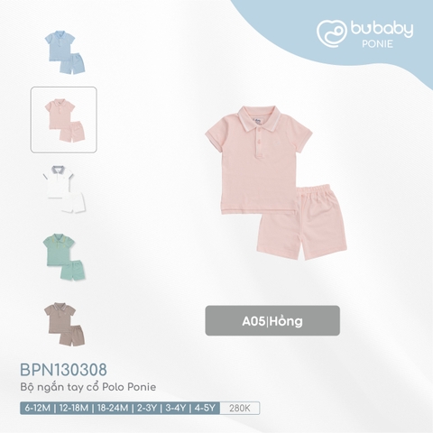 (6M-4Y) BU - Bộ ngắn tay cổ Polo Ponie BPN130308 - Hồng