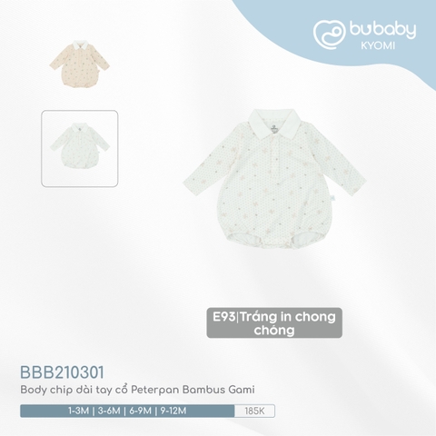(1M-9M) BU - Body chip dài tay cổ Peterpan Bambus Gami BBB210301 - Trắng in chong chóng
