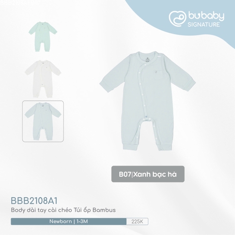 (NB-1M) BU - Body dài tay cài chéo Túi ốp Bambus BBB2108A1 - Xanh bạc hà