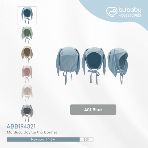 (NB-1M) BU - Mũ Buộc dây tai thỏ Bonnet ABB194321 - Blue