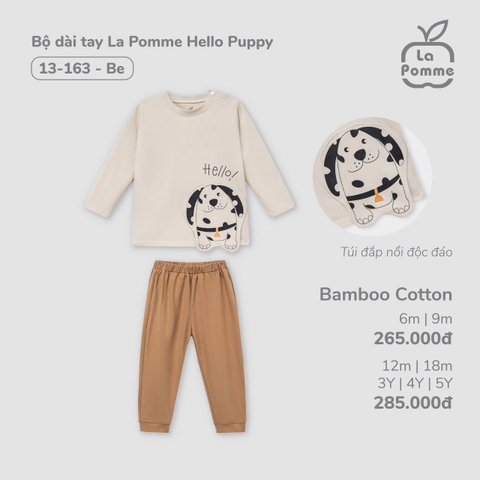 (6M-4Y) LP - Bộ dài tay La Pomme Hello Puppy - Be