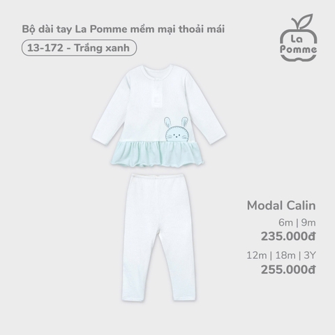 (6M-2Y) LP - Bộ dài tay La Pomme mềm mại thoải mái - Trắng Xanh