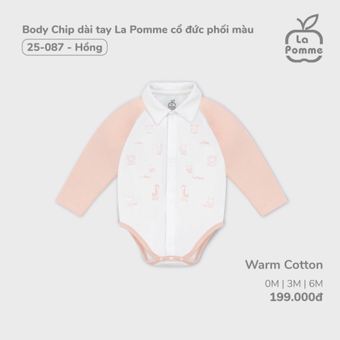 (0M-6M) LP S40 - Body Chip dài tay La Pomme cổ đức phối màu - Hồng