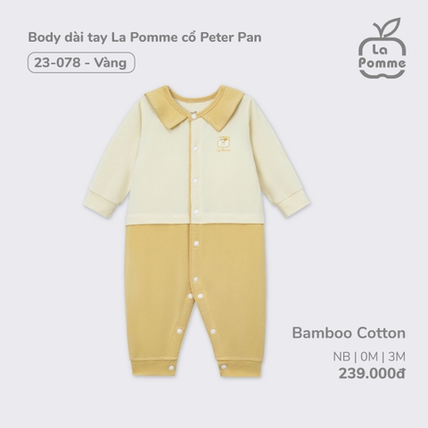 (NB-3M) LP S40 - Body dài tay La Pomme cổ Peter Pan - Vàng