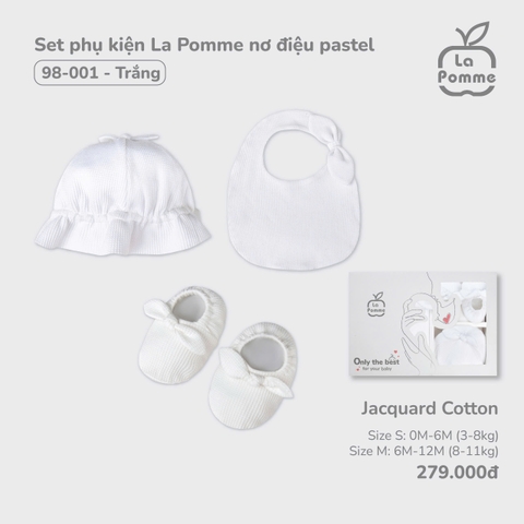 (SML) LP - Set phụ kiện La Pomme nơ điệu pastel - S Trắng