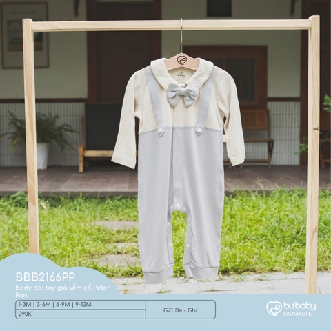 (1M-9M) BU - Body dài tay giả yếm cổ Peter Pan BBB2166PP - Be