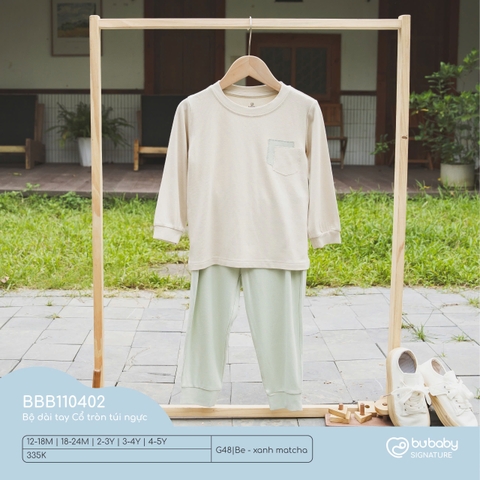 (12M-4Y) BU - Bộ dài tay Cổ tròn túi ngực BBB110402 - Be
