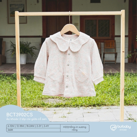 (6M-3Y) BU S25 - Áo khoác 2 lớp cài giữa cổ sen BCT3902CS - Hồng in xương rồng