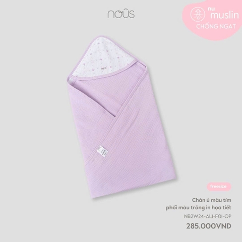 (FS) NOUS - Chăn ủ màu tím phối màu trắng in họa tiết - FS