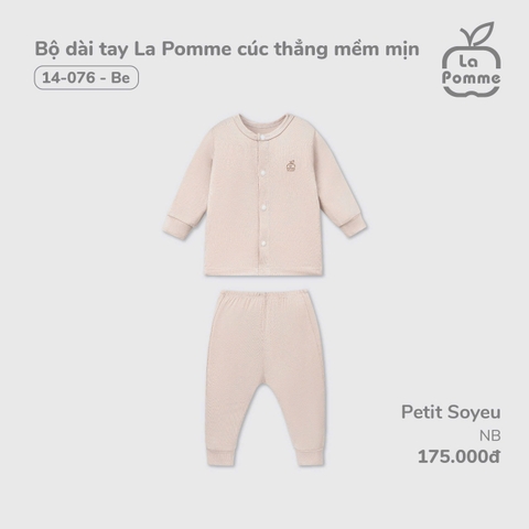(Newborn) LP - Bộ dài tay La Pomme cúc thẳng mềm mịn - Be