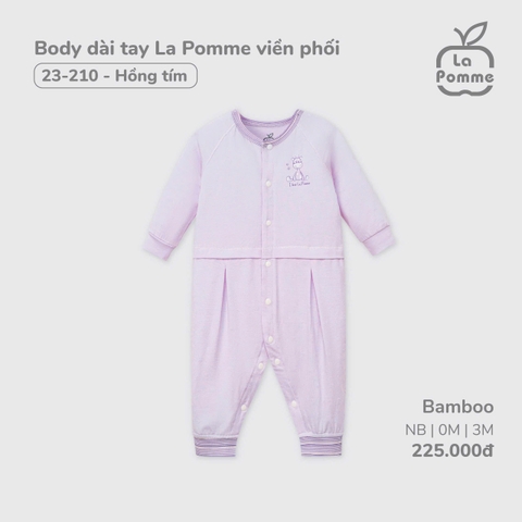 (NB-3M) LP S40 - Body dài tay La Pomme viền phối - Hồng tím