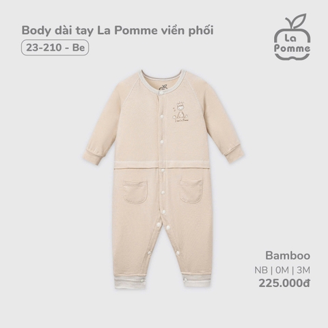 (NB-3M) LP S40 - Body dài tay La Pomme viền phối - Be