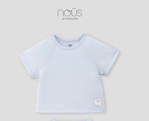 (2Y-5Y) NOUS S30 - Áo cộc tay xanh có mác dệt trang trí 5Y - 5-6Y