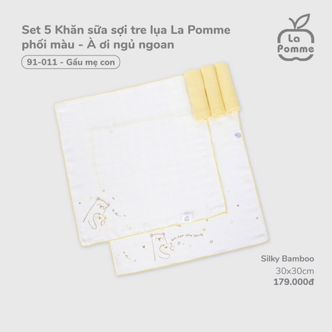 (FS) LP - Set 5 Khăn sữa sợi tre lụa La Pomme phối màu (30x30cm) - À ơi ngủ ngoan