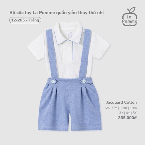 (6M-4Y) LP - Bộ cộc tay La Pomme quần yếm thủy thủ nhí - Trắng