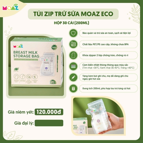 MOAZ - Túi trữ sữa 200ml (30 túi/hộp) -