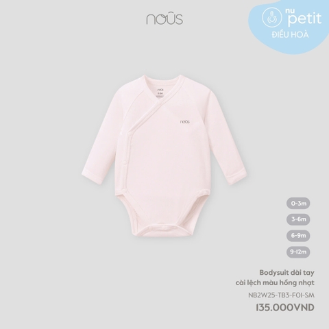 (0M-9M) NOUS S30 - Body chip dài tay cài lệch màu hồng nhạt - 9-12M