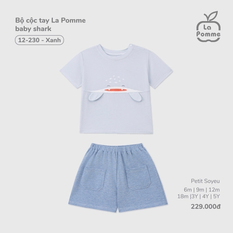 (6M-4Y) LP - Bộ cộc tay La Pomme baby shark - Xanh