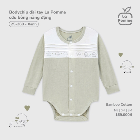(NB-3M) LP - Body chip dài tay La Pomme cừu bông năng động - Xanh