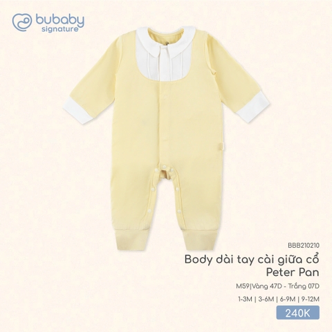 (1M-9M) BU - Body dài tay cài giữa cổ Peter Pan - Vàng 47D