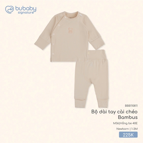 (NB-1M) BU - Bộ dài tay cài chéo Bambus BBB110811 - Hồng be 40E