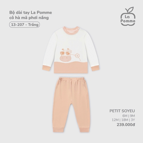 (6M-2Y) LP S40 - Bộ dài tay La Pomme cô hà mã phơi nắng - Trắng