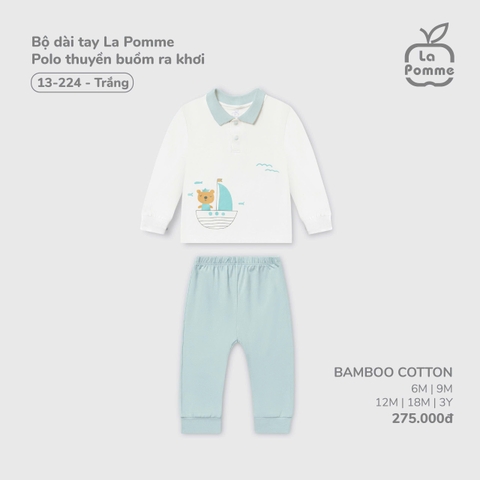 (6M-2Y) LP - Bộ dài tay La Pomme Polo thuyền buồm ra khơi - Trắng