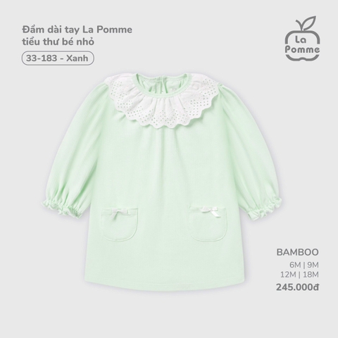 (6M-18M) LP - Đầm dài tay La Pomme tiểu thư bé nhỏ - Xanh