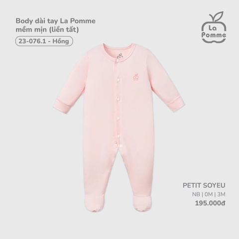 (Newborn) LP - Body dài tay La Pomme mềm mịn (liền tất) - Hồng