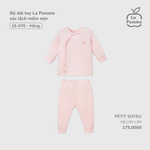 (0M-3M) LP - Bộ dài tay La Pomme cúc lệch mềm mịn - Hồng