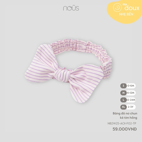 NOUS - Băng đô nơ chun kẻ tím hồng - XL