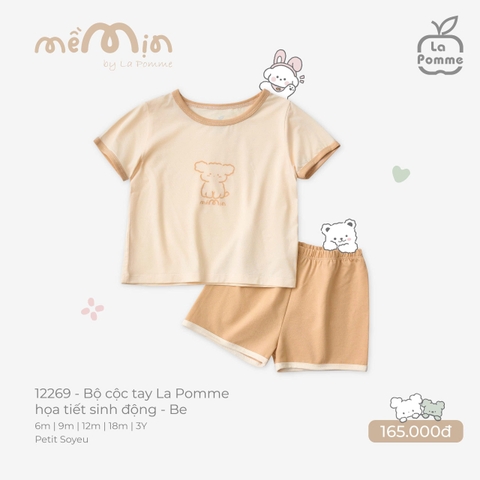 (6M-2Y) LP - Bộ cộc tay La Pomme họa tiết sinh động - Be
