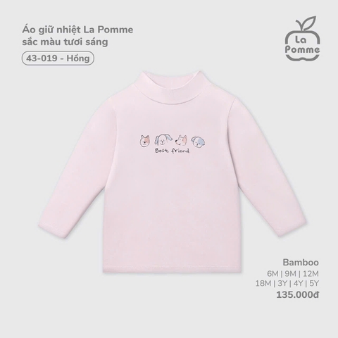 (6M-4Y) LP - Áo giữ nhiệt La Pomme sắc màu tươi sáng - Hồng